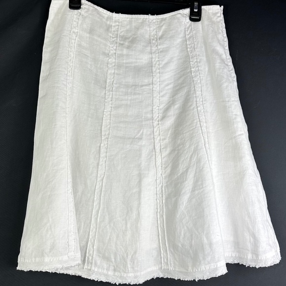 Tommy Bahama Dresses & Skirts - Tommy Bahama Sz 8 Medium Skirt A-Line Flare 100% LINEN White Coastal Chic